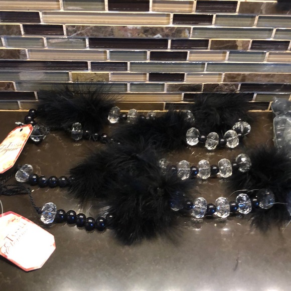 elegance tassel Other - NWT 3 black feather & acrylic crystal bead tassels